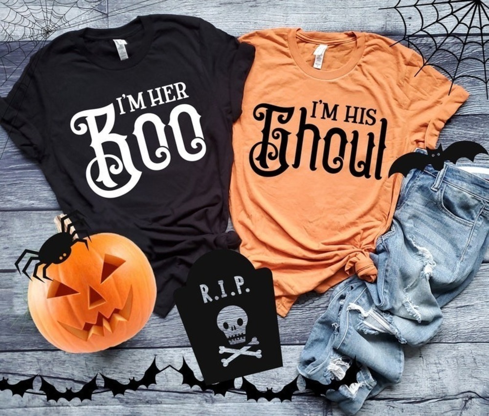 Im Her Boo His Ghoul Halloween Couple Shirt Tee